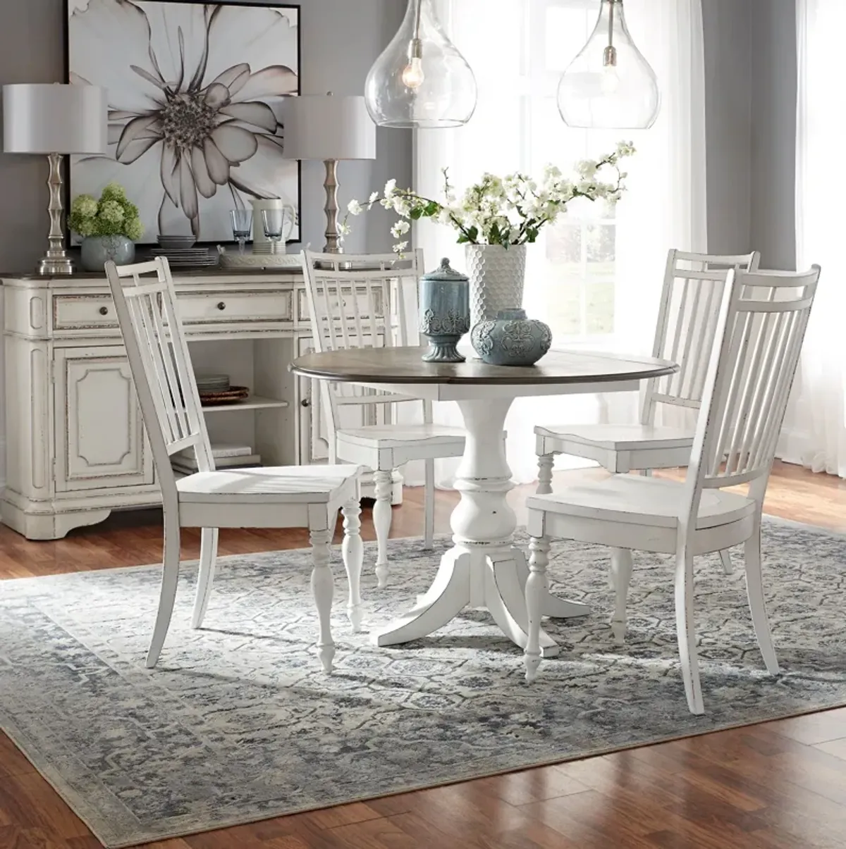 | Magnolia Manor 5 Piece Spindle Drop Leaf Dining Set | White