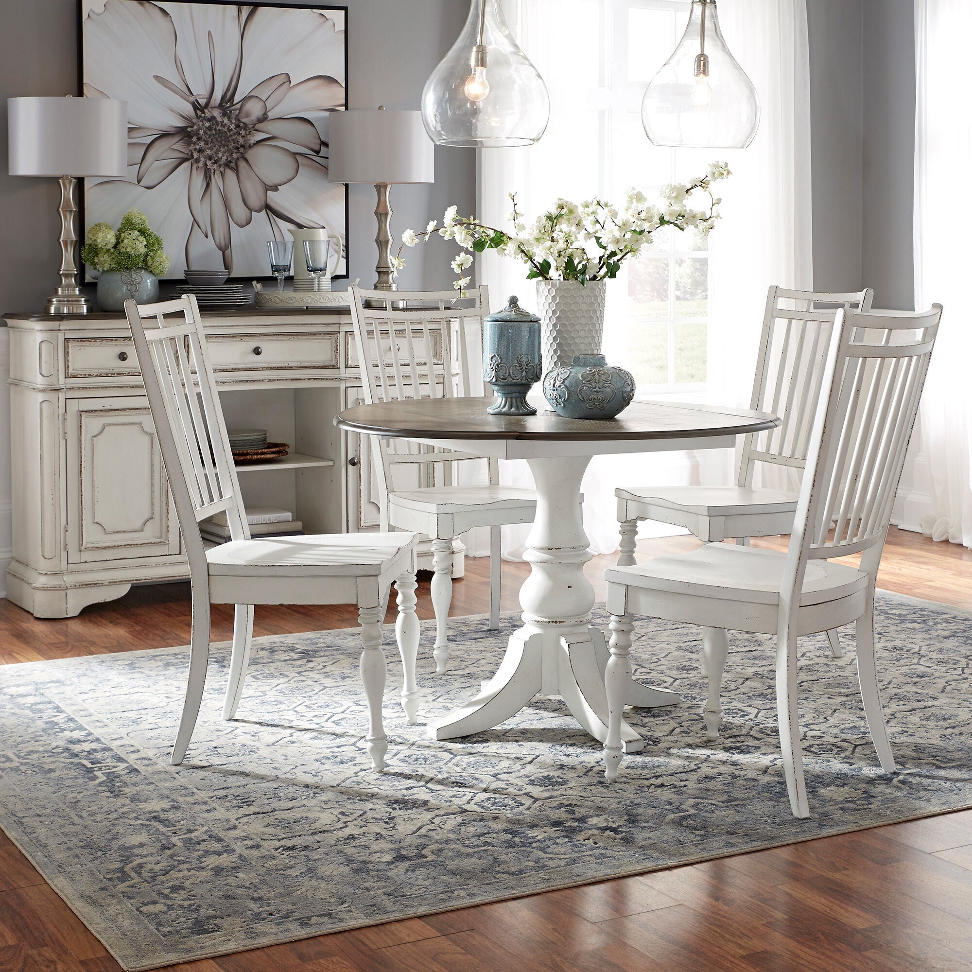 Liberty Furniture | Magnolia Manor 5 Piece Spindle Drop Leaf Dining Set | White