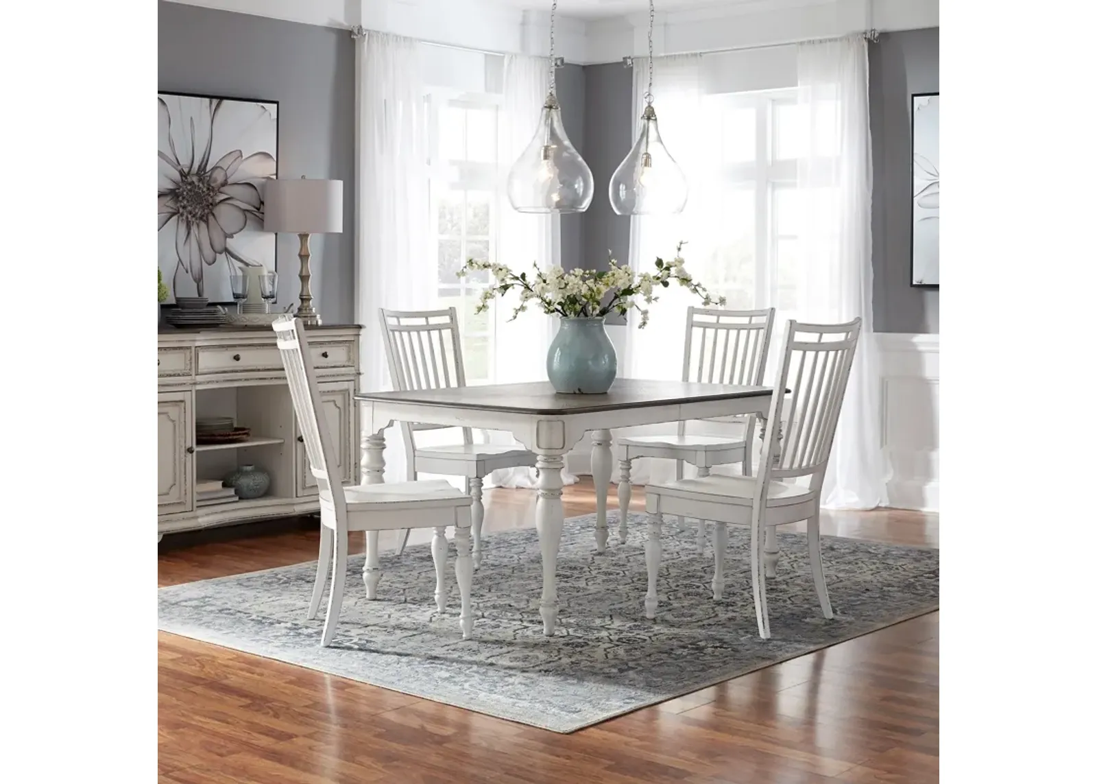 | Magnolia Manor 5 Piece Spindle Dining Set | White