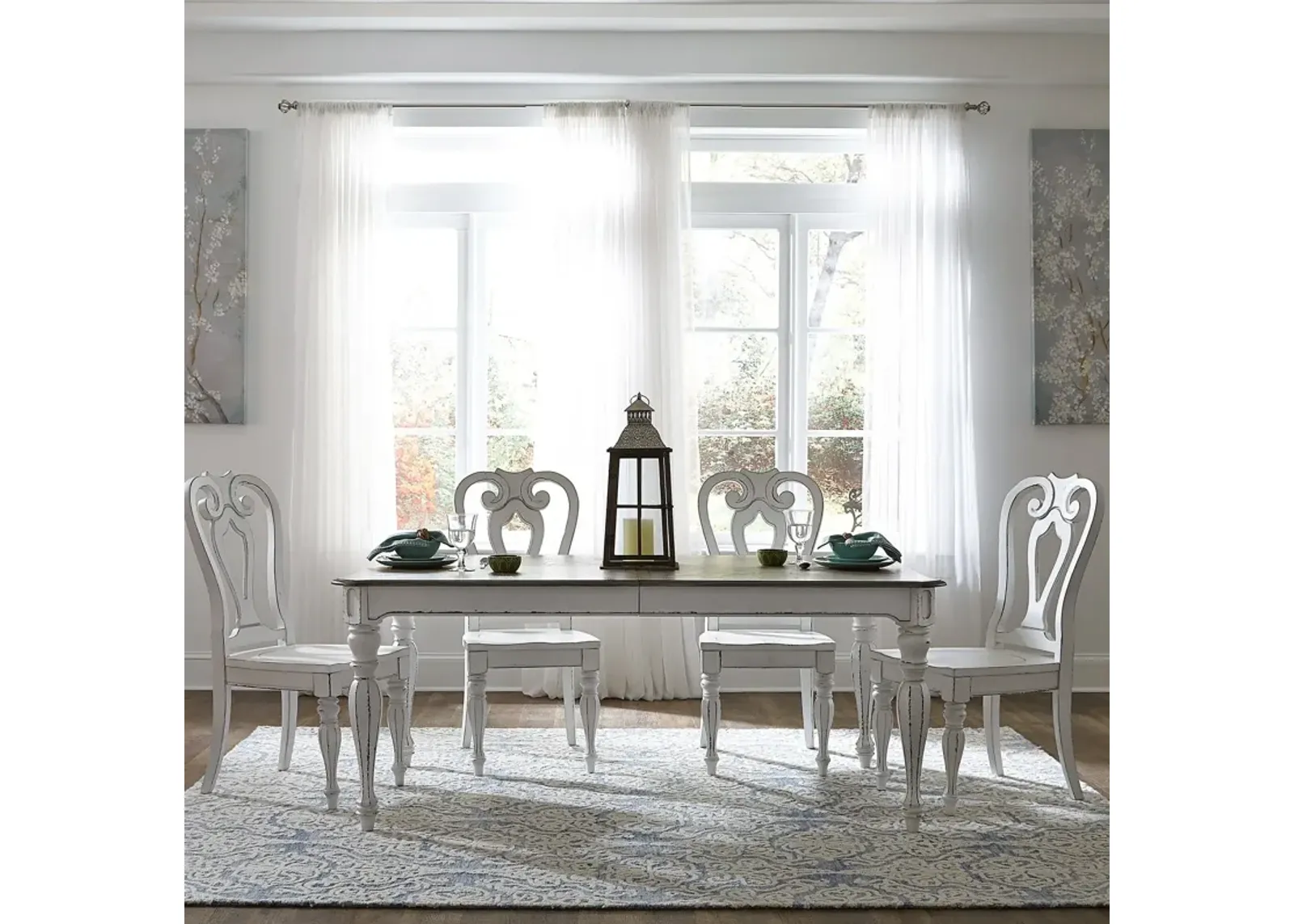 | Magnolia Manor 5 Piece Splat Rectangular Table Dining Set | White