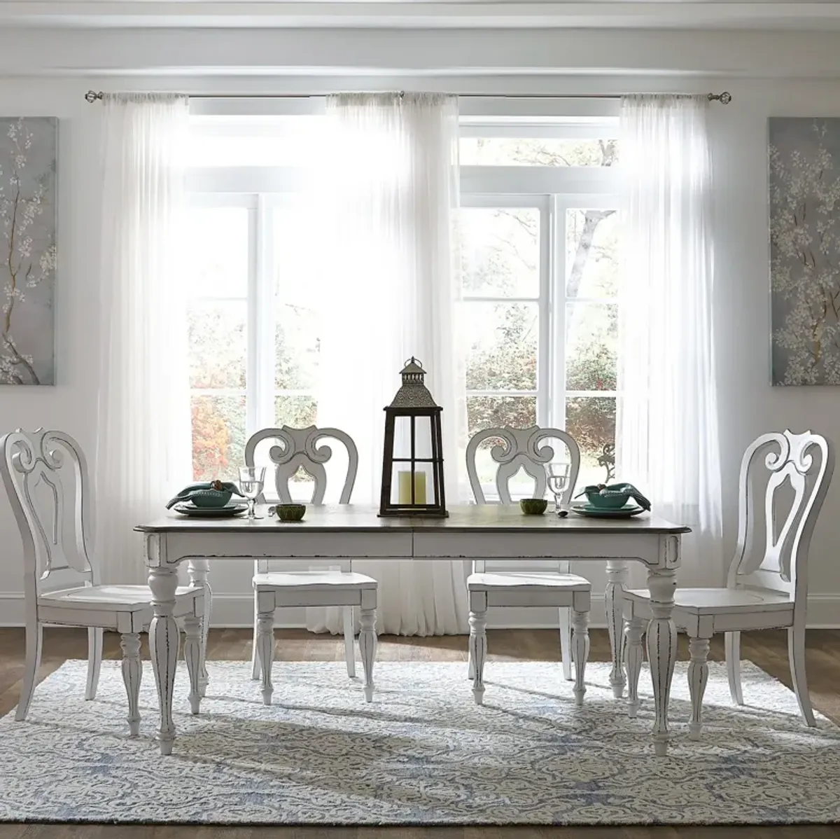 | Magnolia Manor 5 Piece Splat Rectangular Table Dining Set | White