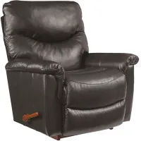 James Charcoal Leather Rocker Recliner Chair