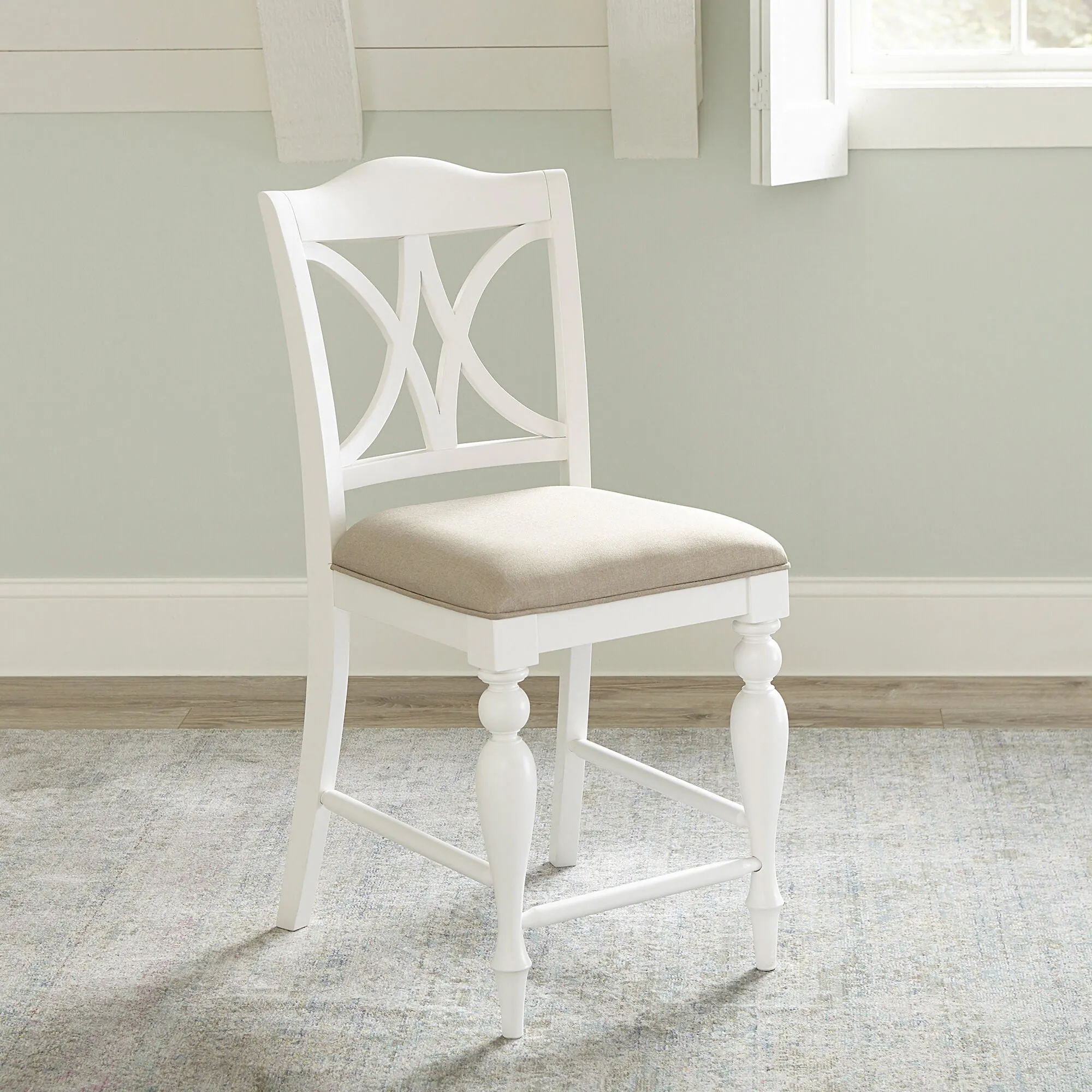 Liberty Furniture | Summer House Slat Back Counter Stool | Oyster White