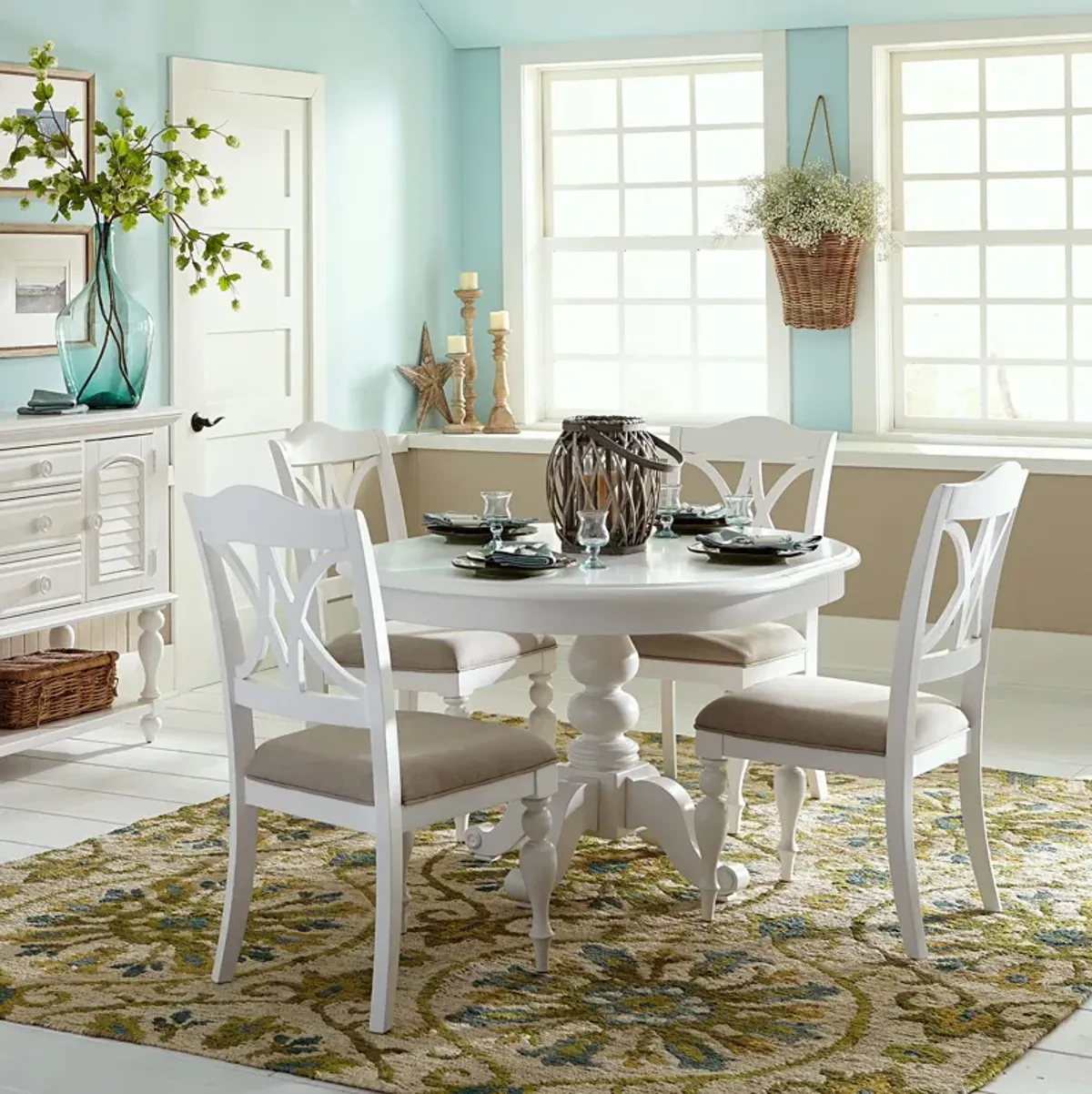 Summer House 5 Piece Pedestal Dining Set