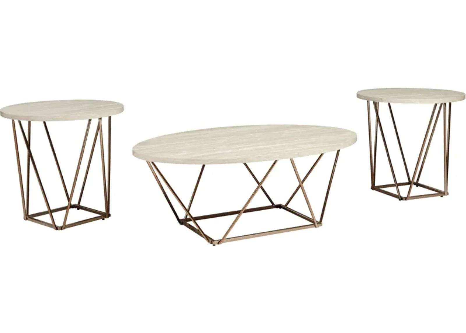 Ashley Furniture | Tarica Set of 3 Coffee Tables | White