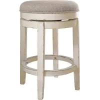 Realyn Chipped White Backless Counter Stool