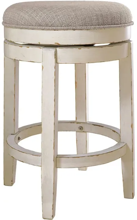 Realyn Chipped White Backless Counter Stool