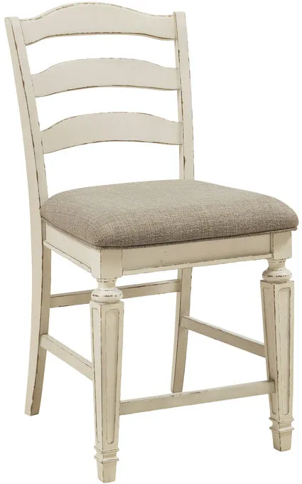 Realyn Chipped White Counter Stool