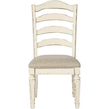 Realyn Chipped White Ladderback Side Chair