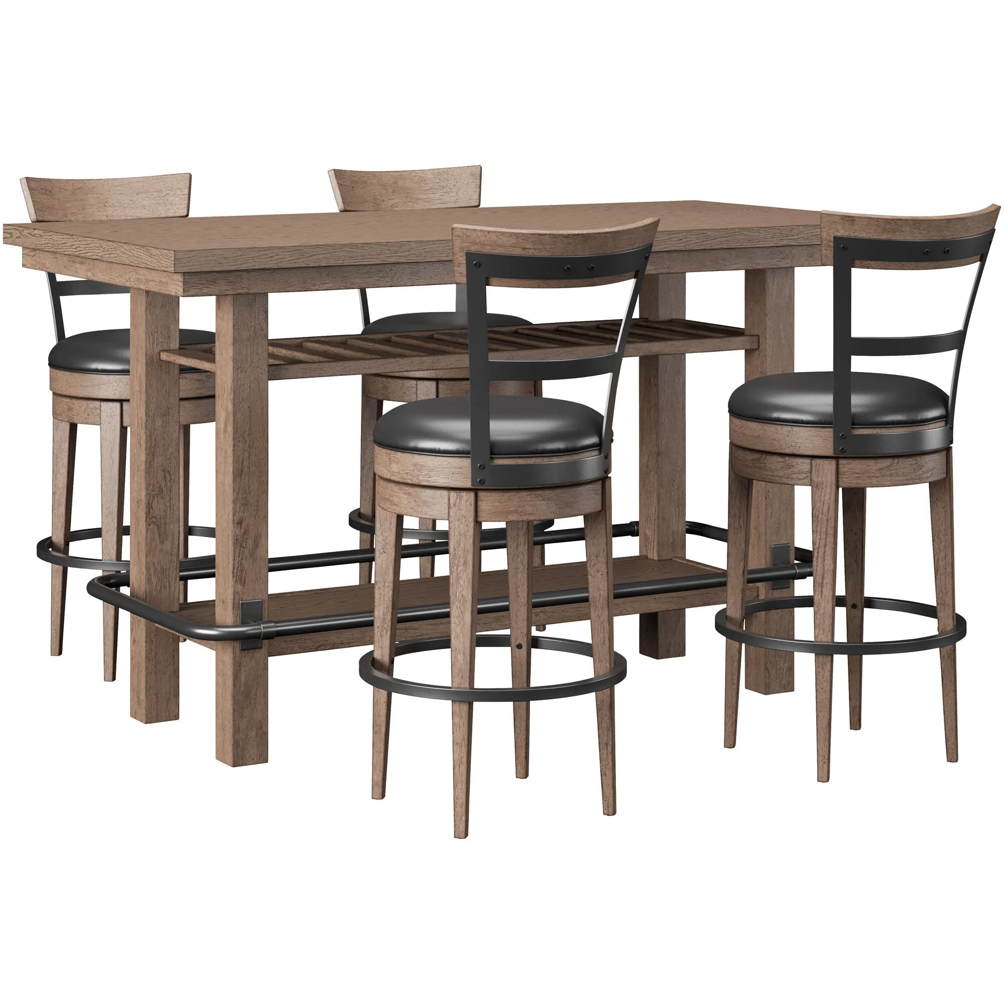 Emerald Home Furnishings | Benton 5 Piece Swivel Dining Set | Pecan