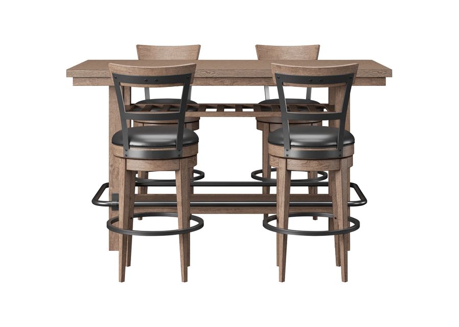 Emerald Home Furnishings | Benton 5 Piece Swivel Dining Set | Pecan