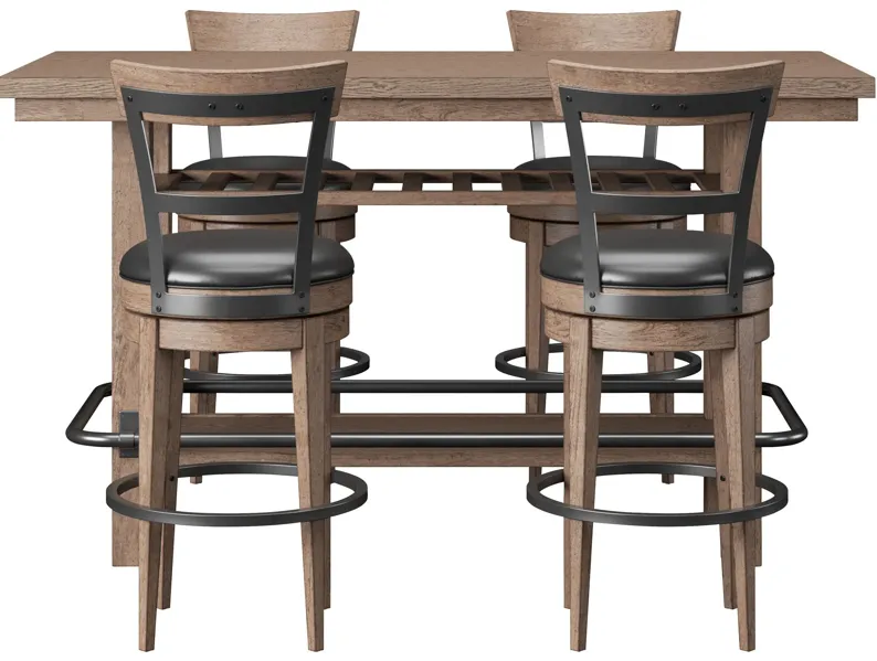 Emerald Home Furnishings | Benton 5 Piece Swivel Dining Set | Pecan