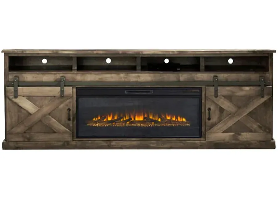 Farmhouse Barn wood 94" Fireplace Console