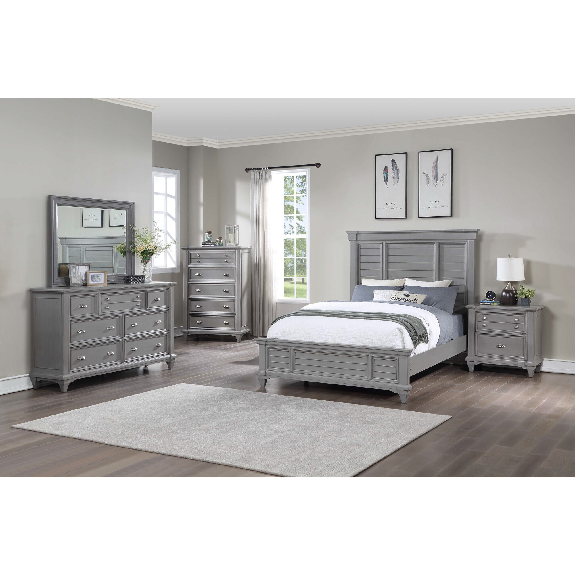 Davis Direct | Queen Hilton Head 4 Piece Panel Bedroom | Gray