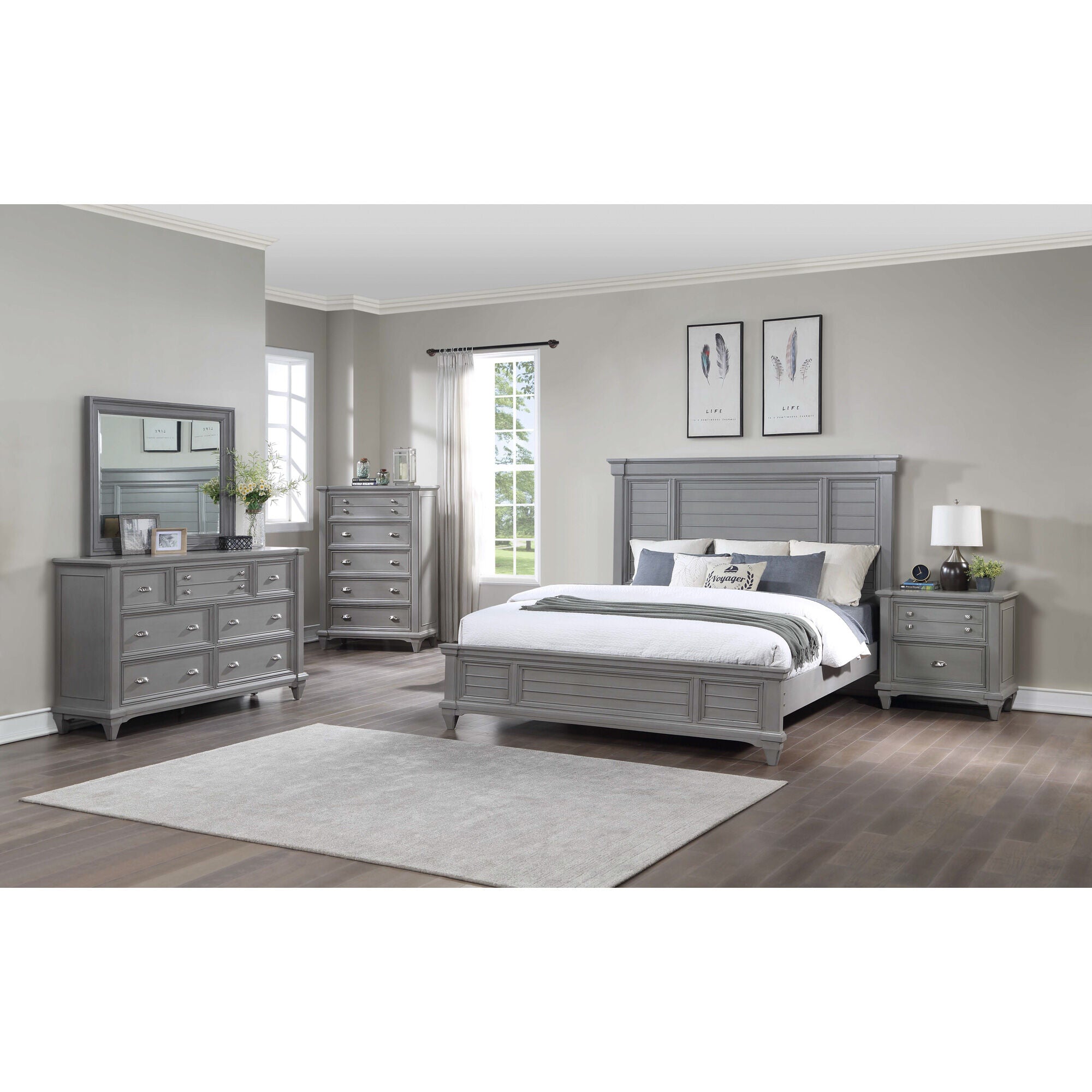 Davis Direct | King Hilton Head 4 Piece Panel Bedroom | Gray