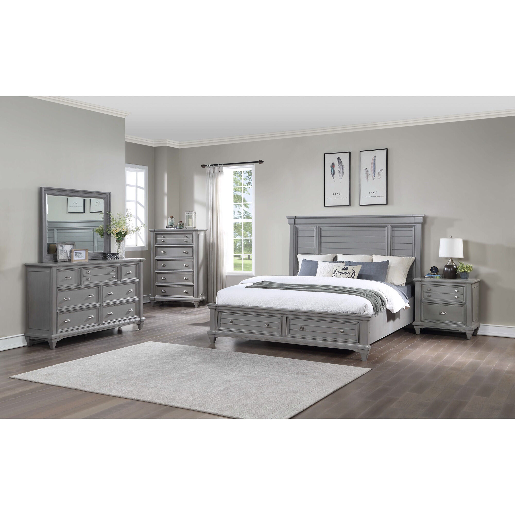 Davis Direct | King Hilton Head 4 Piece Storage Bedroom | Gray