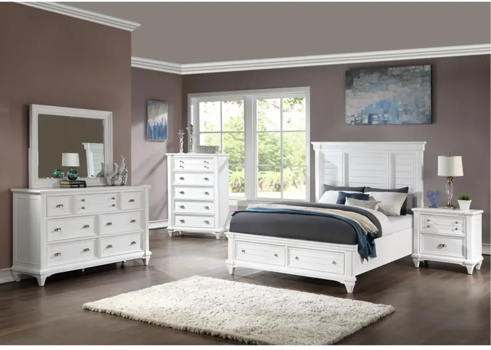 | Queen Hilton Head 4 Piece Storage Bedroom | White