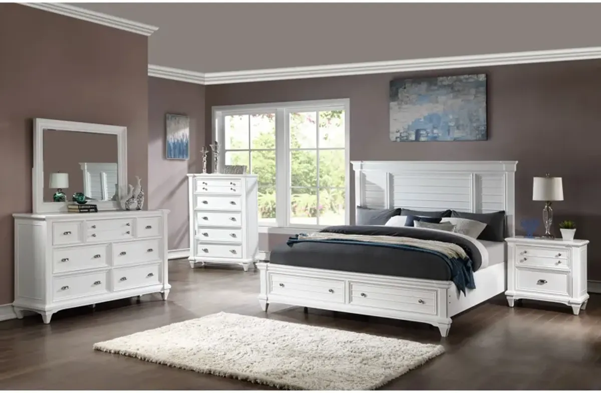 | King Hilton Head 4 Piece Storage Bedroom | White