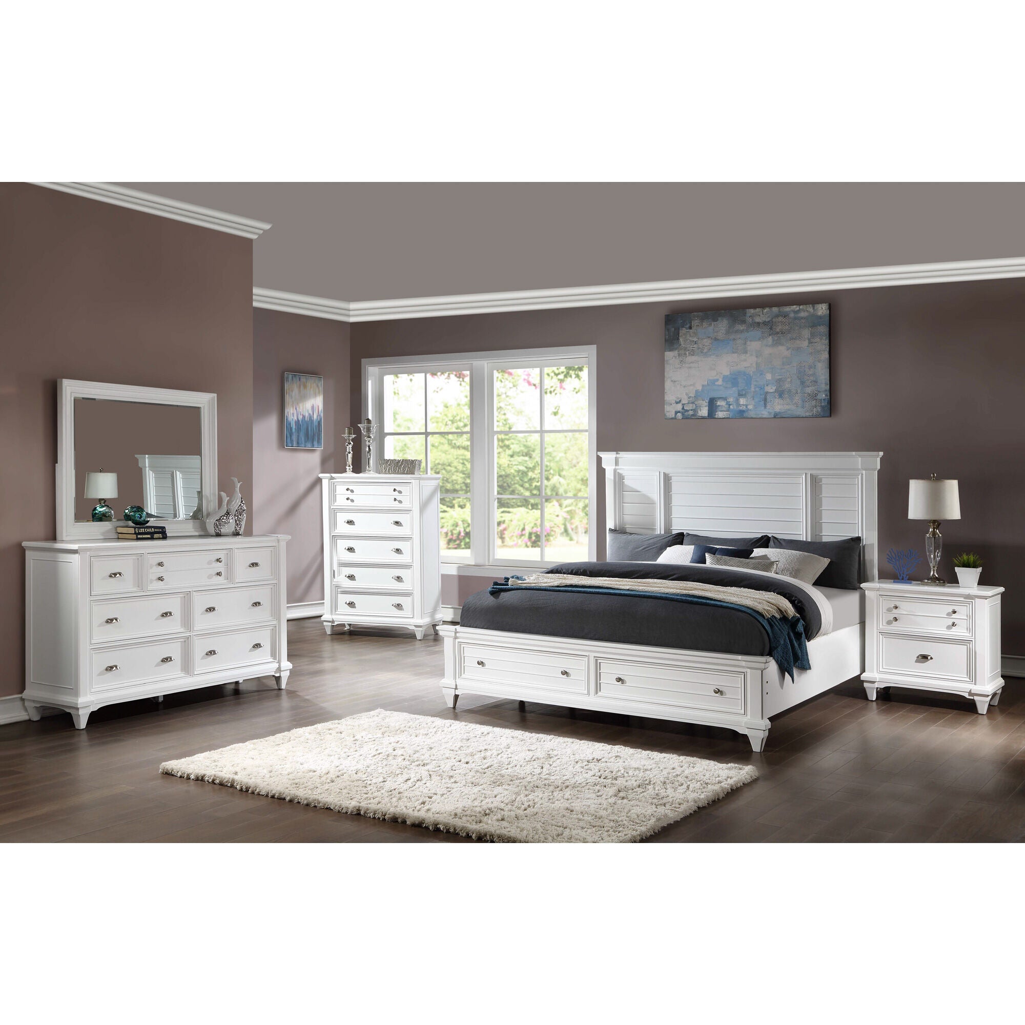 Davis Direct | King Hilton Head 4 Piece Storage Bedroom | White