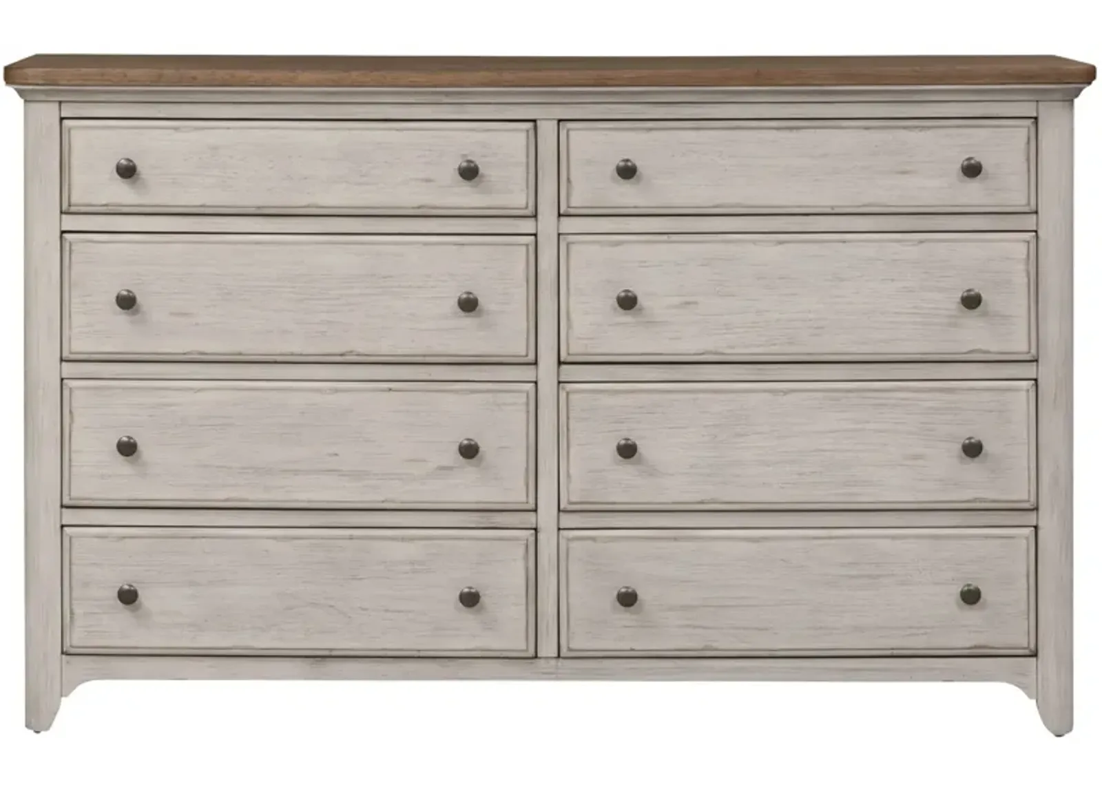 | Farmhouse Reimagined 8 Drawer Dresser | Antique White