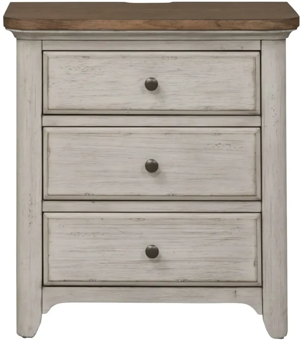 | Farmhouse Reimagined 3 Drawer Nightstand | Antique White