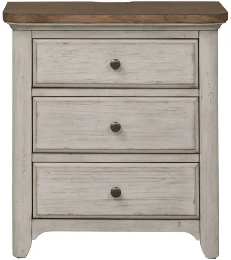 Farmhouse Reimagined Antique White 3 Drawer Nightstand