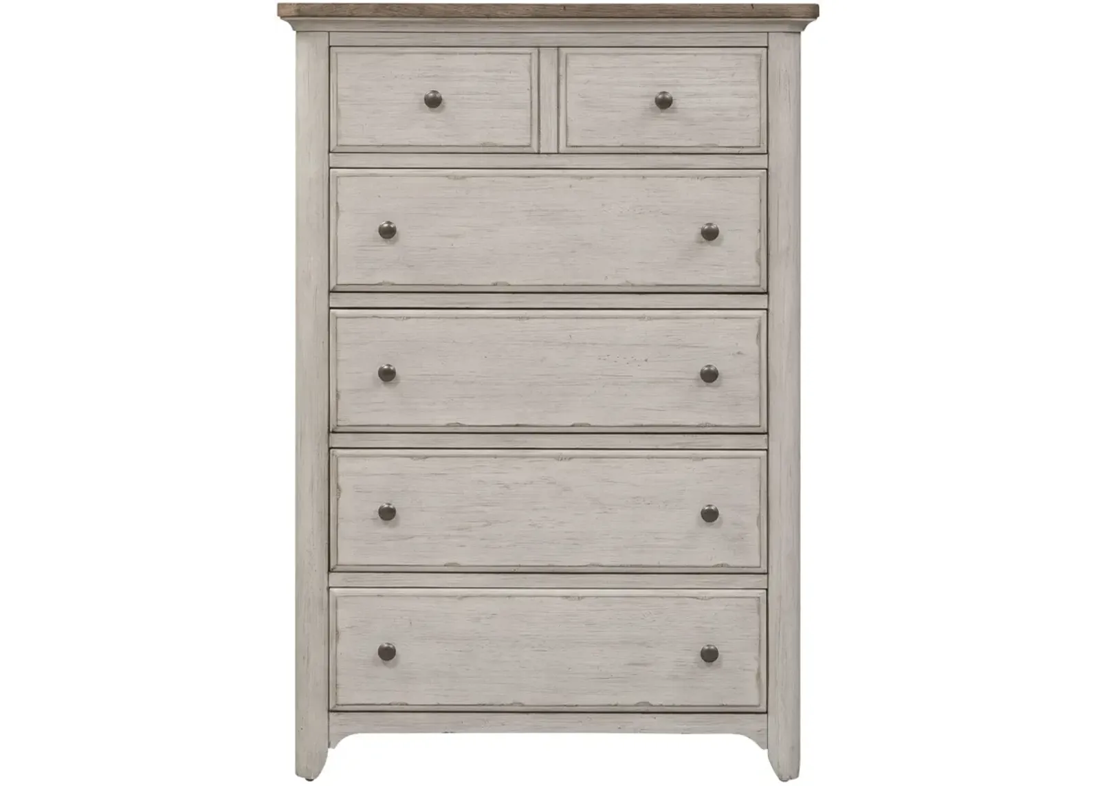 | Farmhouse Reimagined 5 Drawer Chest | Antique White