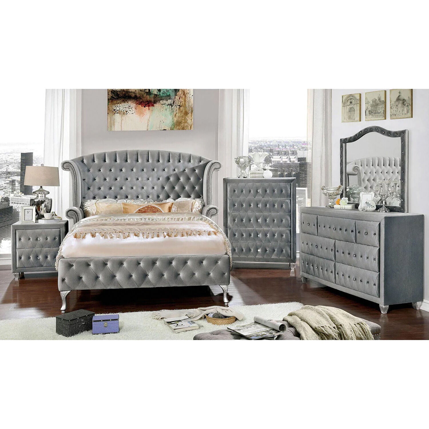 Furniture of America | Alzire 5 Drawer Chest | Gray