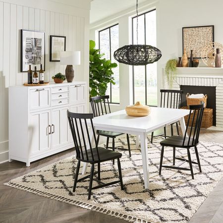Capeside Cottage White and Black 5 Piece Dining Set 