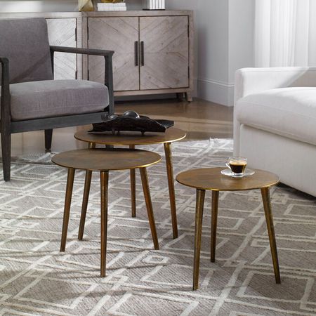 Kasai Set of 3 Gold Nesting Tables