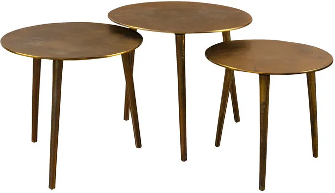 Kasai Set of 3 Gold Nesting Tables