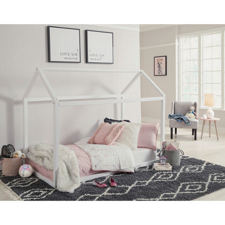 Flannibrook White Twin House Bed Frame