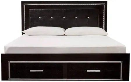 Kaydell Black King Upholstered Storage Panel Bed