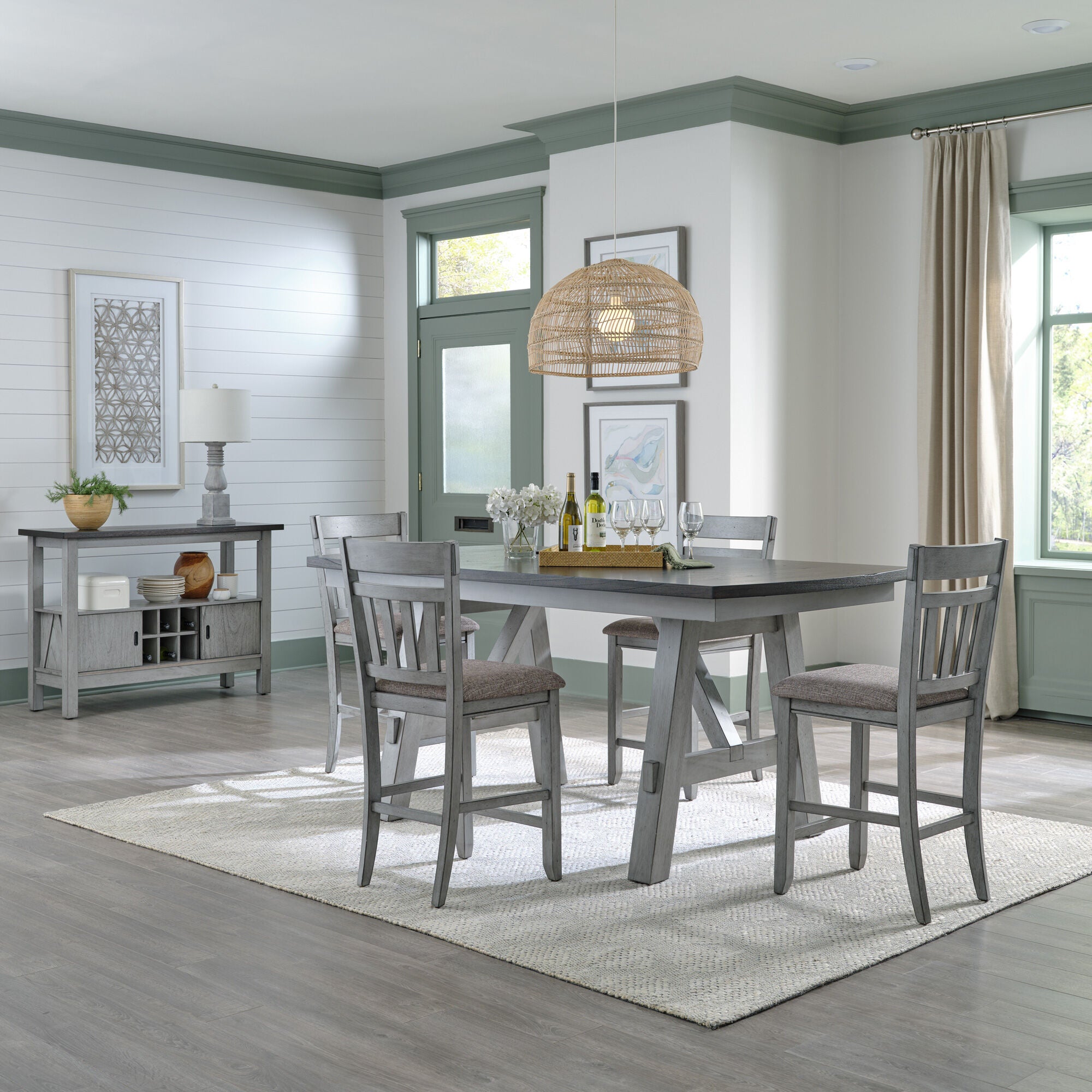 Liberty Furniture | Newport 5 Piece Counter Dining Set | Smokey Gray