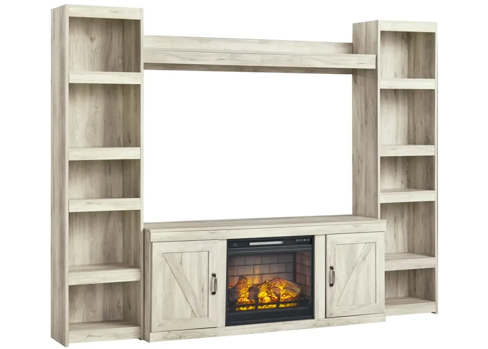 Ashley Furniture | Bellaby 4 Piece Fireplace Entertainment Center | Whitewash