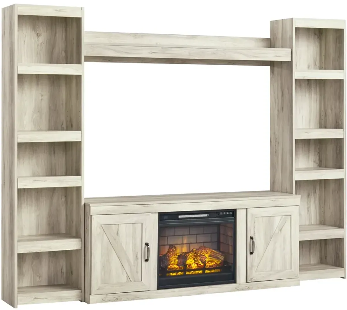 Ashley Furniture | Bellaby 4 Piece Fireplace Entertainment Center | Whitewash