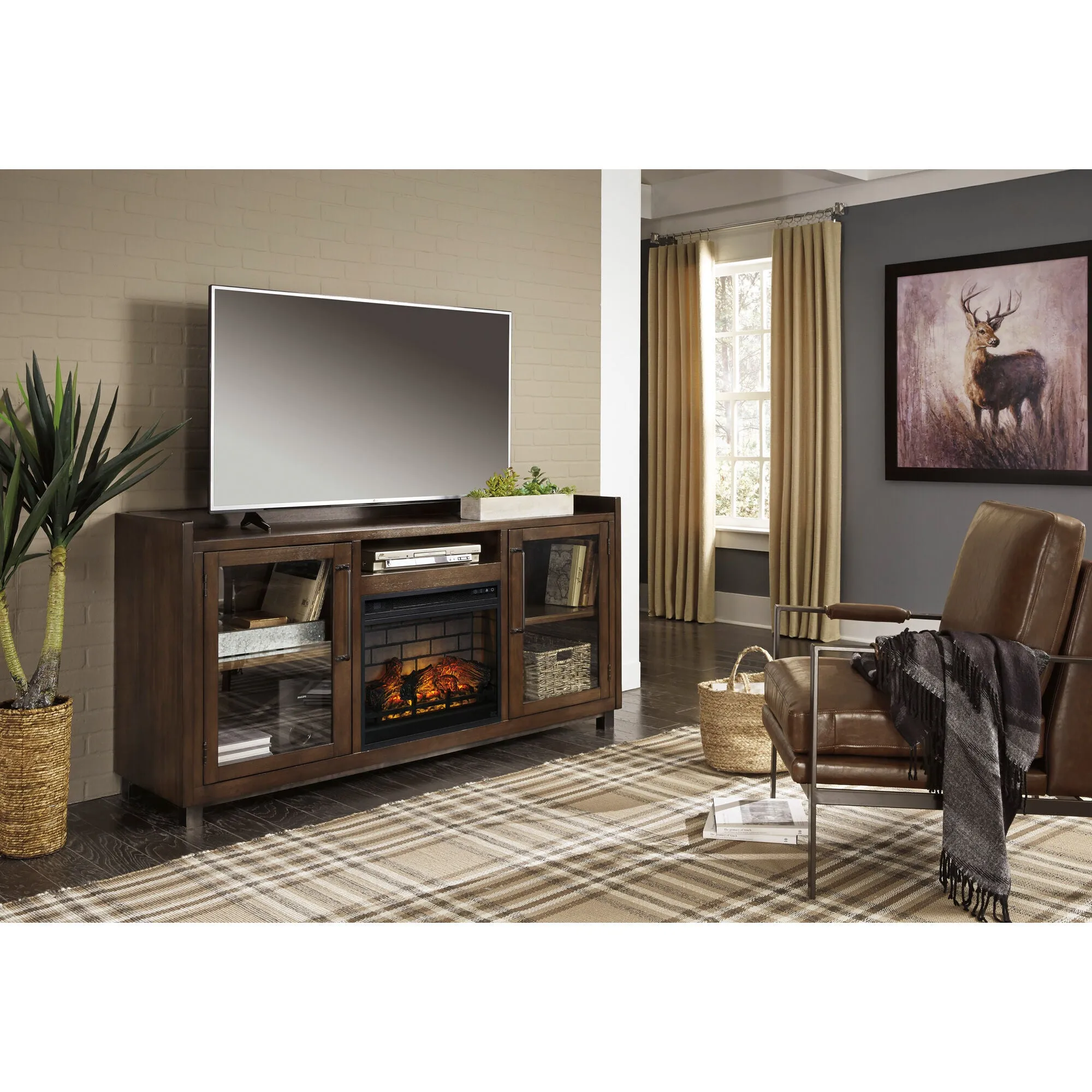 Ashley Furniture | Starmore 70" Infrared Fireplace Console | Brown