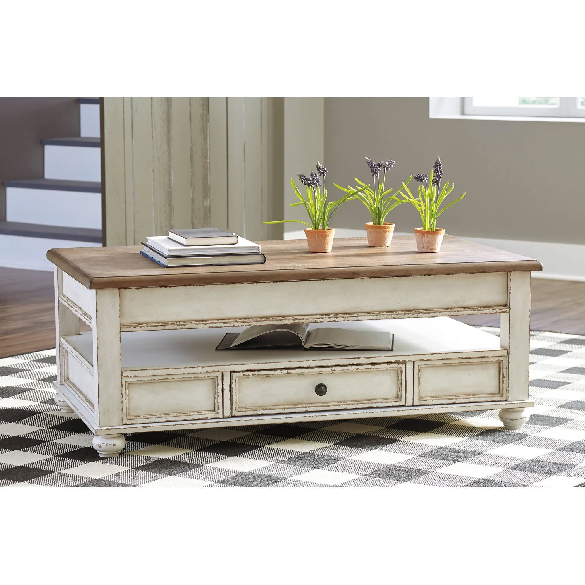 Ashley Furniture | Realyn Lift Top Coffee Table | White