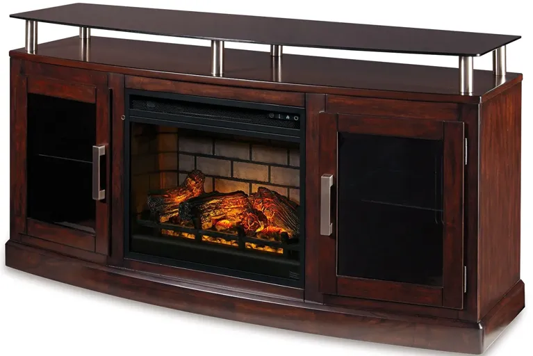 Ashley Furniture | Chanceen 60" Infrared Fireplace TV Console | Dark Brown