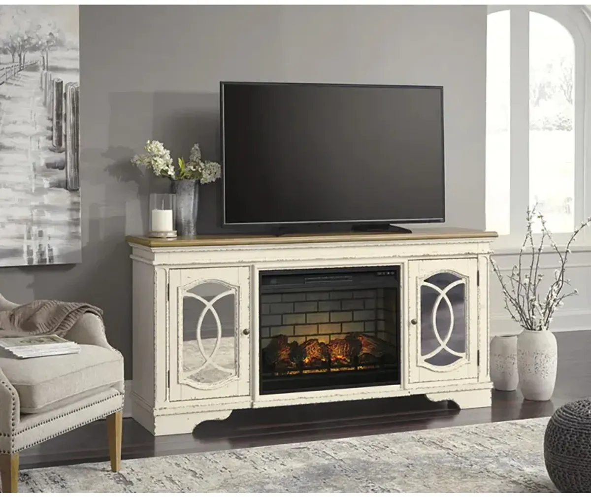 Realyn 74 Inch Fireplace Console