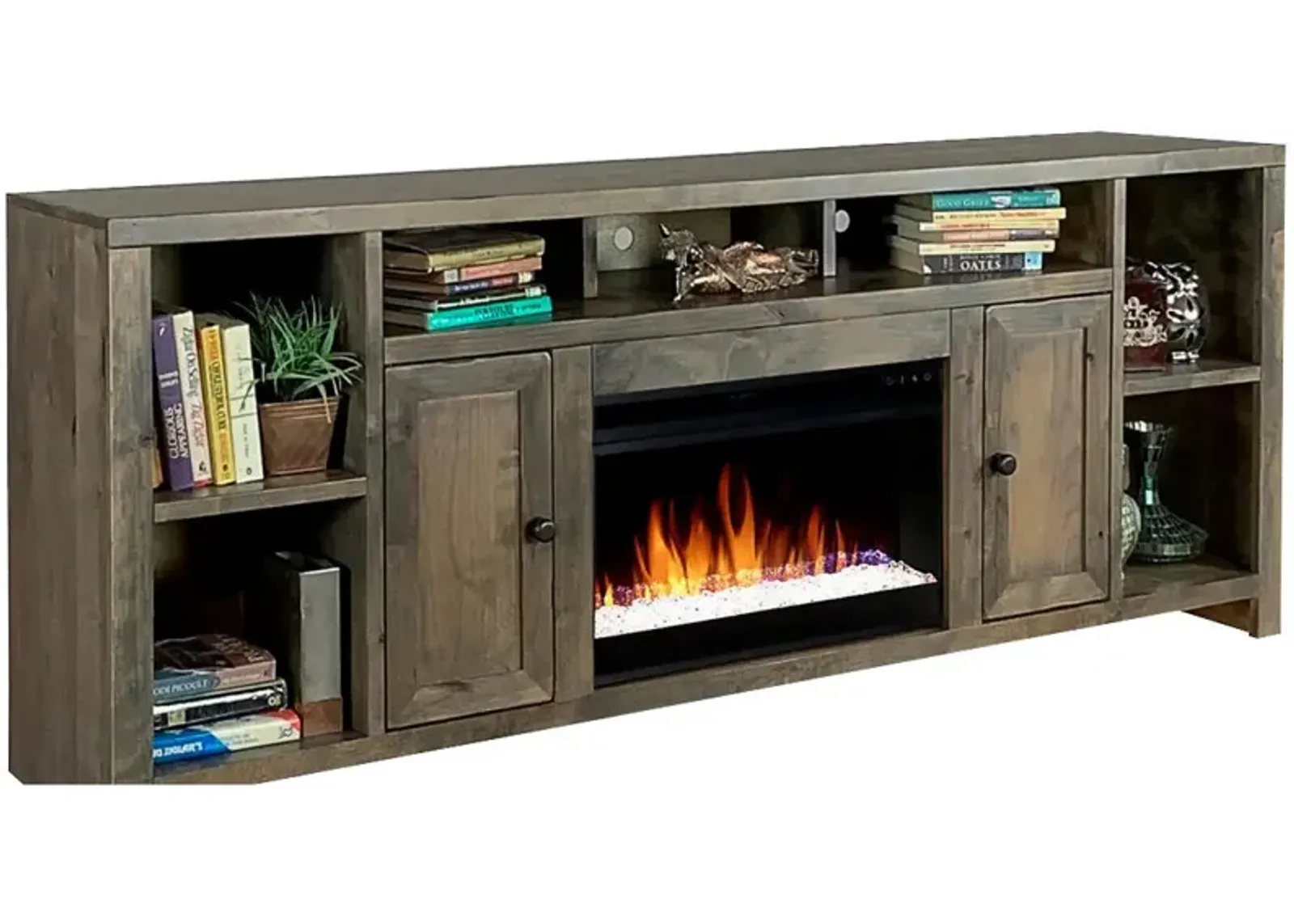 | Joshua Creek 84" Super Fireplace Console | Barnwood