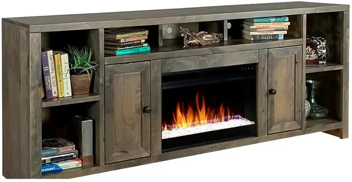 | Joshua Creek 84" Super Fireplace Console | Barnwood