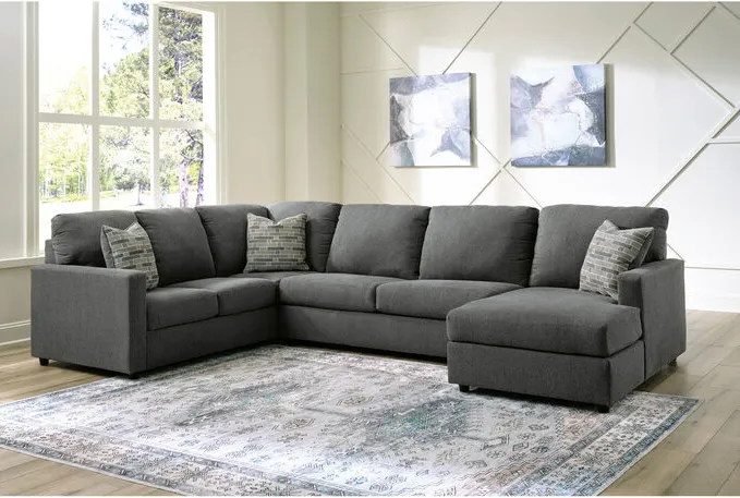 Edenfield Charcoal 3 Piece Right Chaise Sectional Sofa