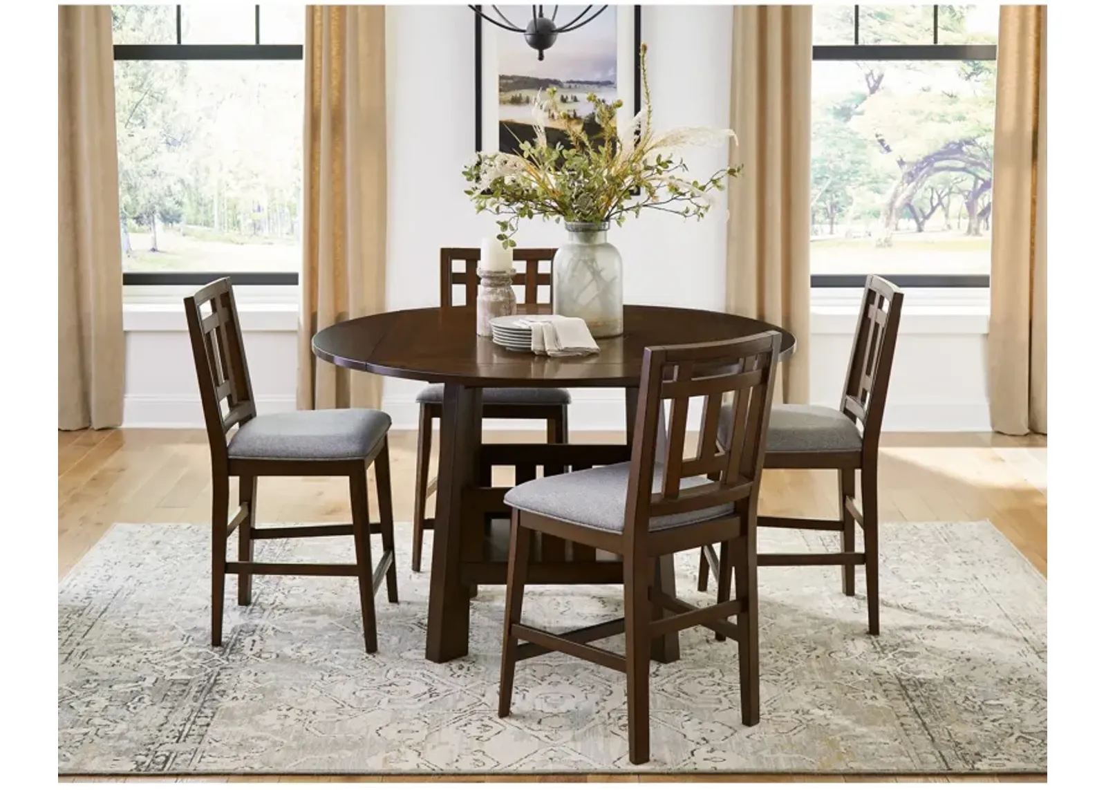 | Acorn Hill 5 Piece Drop Leaf Dining Set | Brown