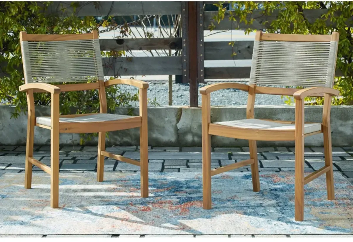 Janiyah Set of 2 Outdoor Rope Dining Arm Chairs