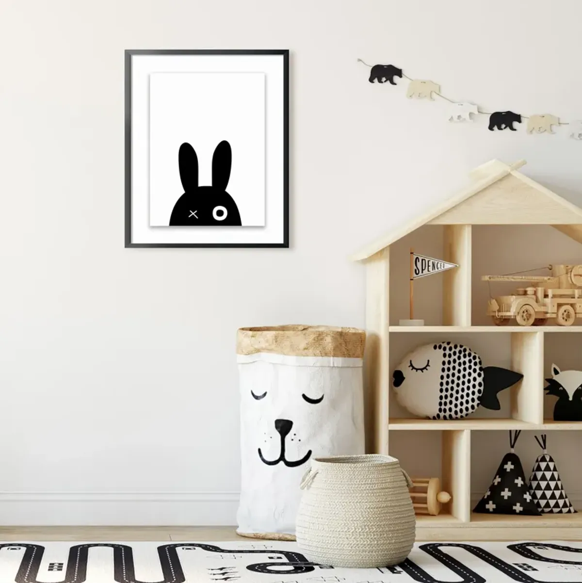 Kids Black Bunny Wall Art