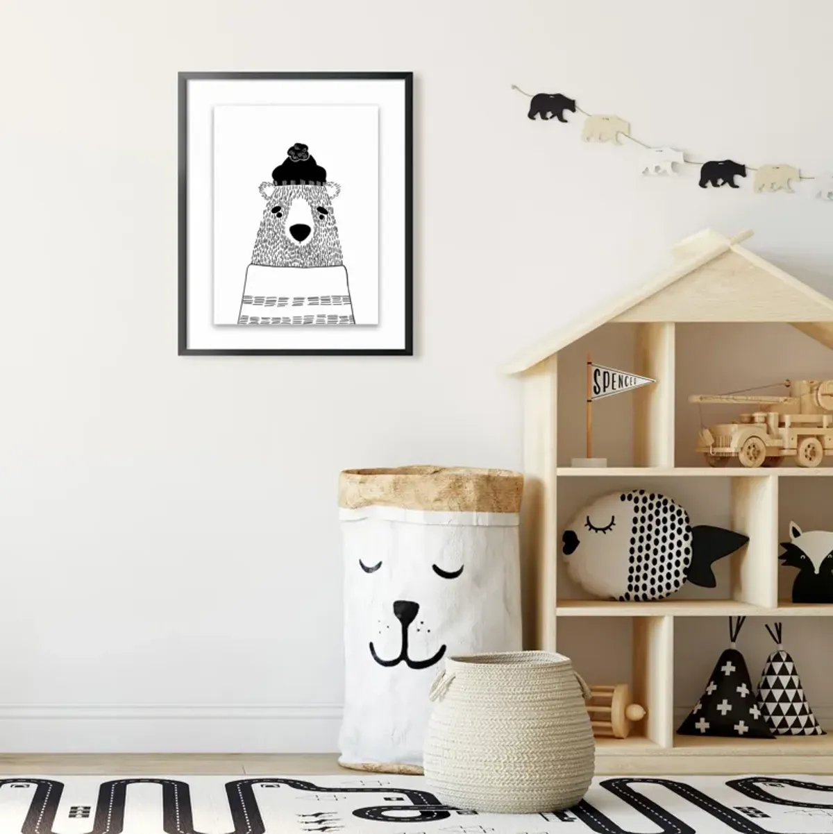 Kids White Bear Wall Art