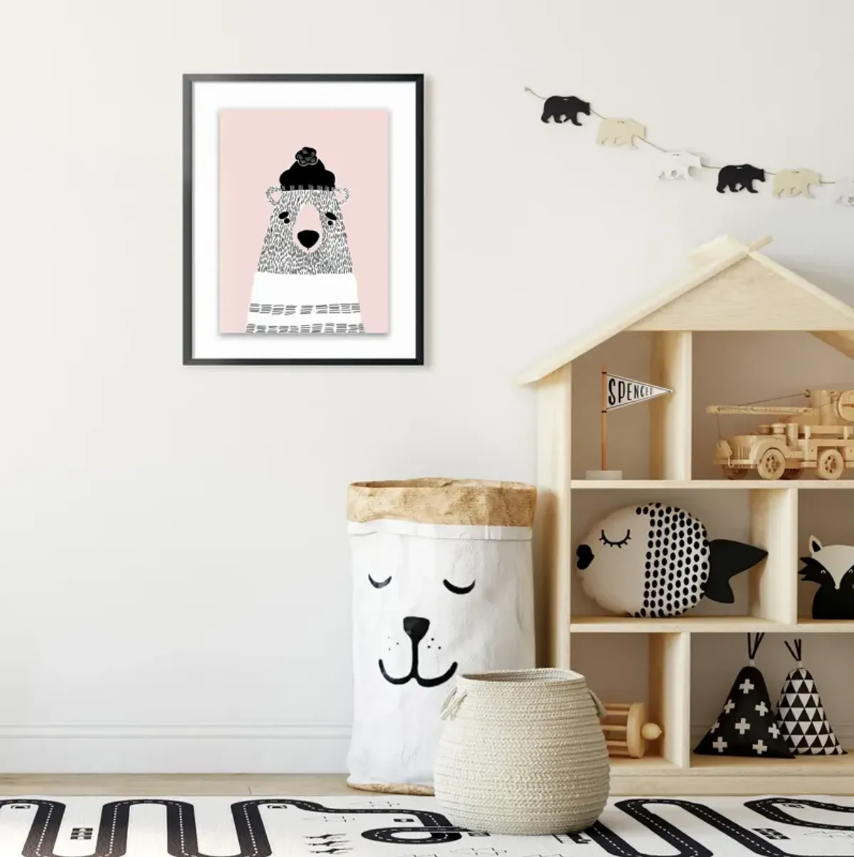 | Kids Pink Bear Wall Art