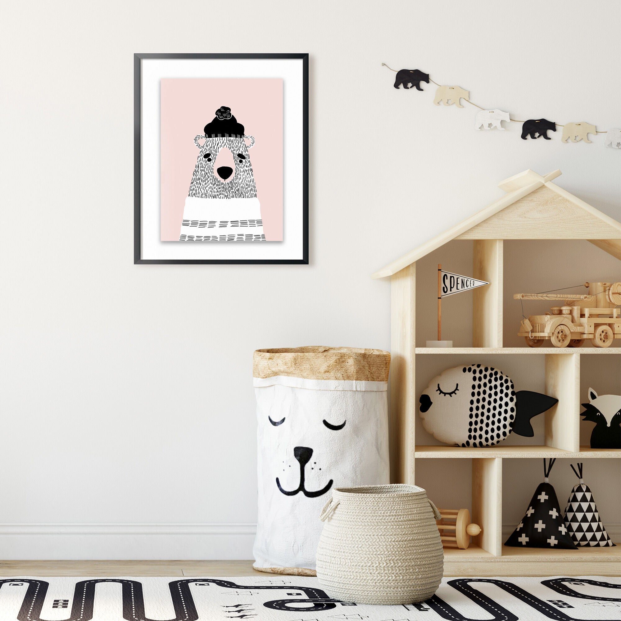 Northwood Collection | Kids Pink Bear Wall Art