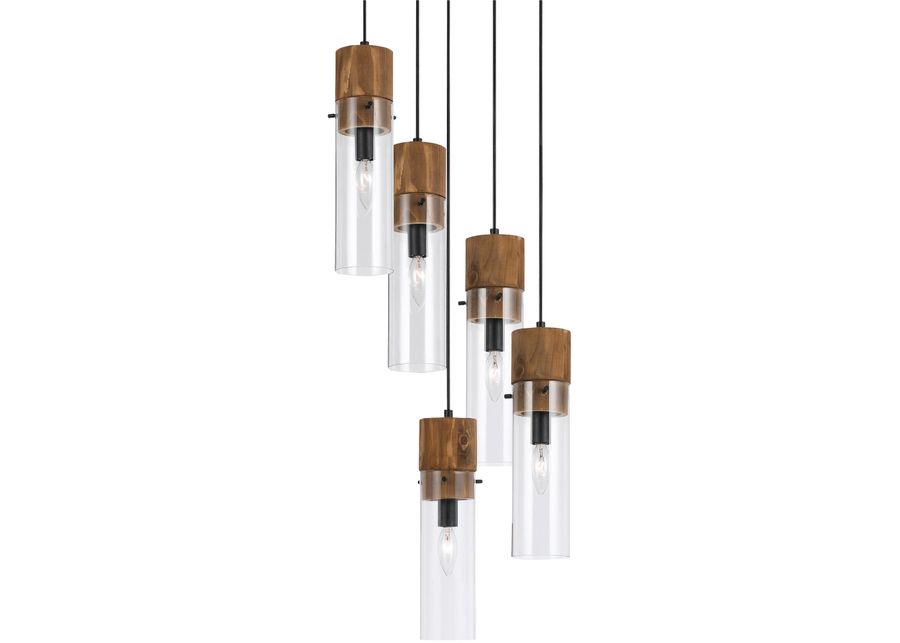 Cal Lighting | Spheroid 5 Pendant Chandelier Lamp | Brown